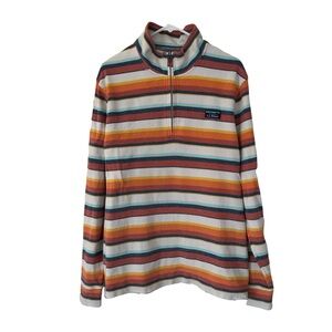Men's LL‎ Bean Performance Pique 1/4 Zip Pullover, Striped, Size XL
